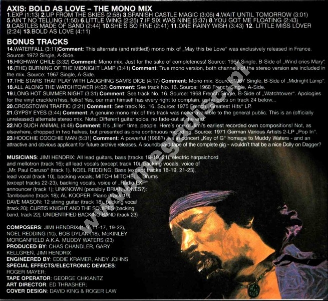 JIMI HENDRIX EXPERIENCE Axis Bold As Love 1967 Mono Mix +10 RARE