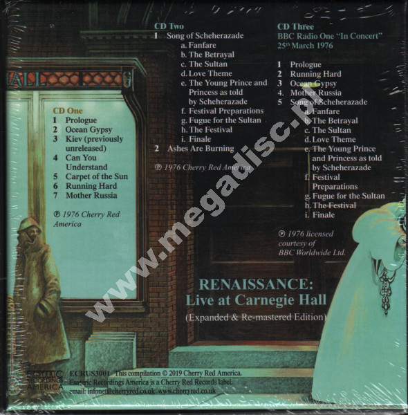 RENAISSANCE - Live At Carnegie Hall (3CD) - UK Esoteric Remastered