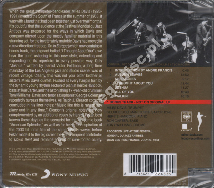 MILES DAVIS Miles Davis In Europe EU Music On CD Edition