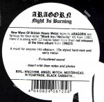 ARAGORN - Night Is Burning - SPA Sommor Remastered Press