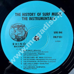 VARIOUS ARTISTS - History Of Surf Music Volume One - Original Instrumental Hits 1961-1963 - US Rhino 1982 1st Press - NEAR MINT VINTAGE VINYL
